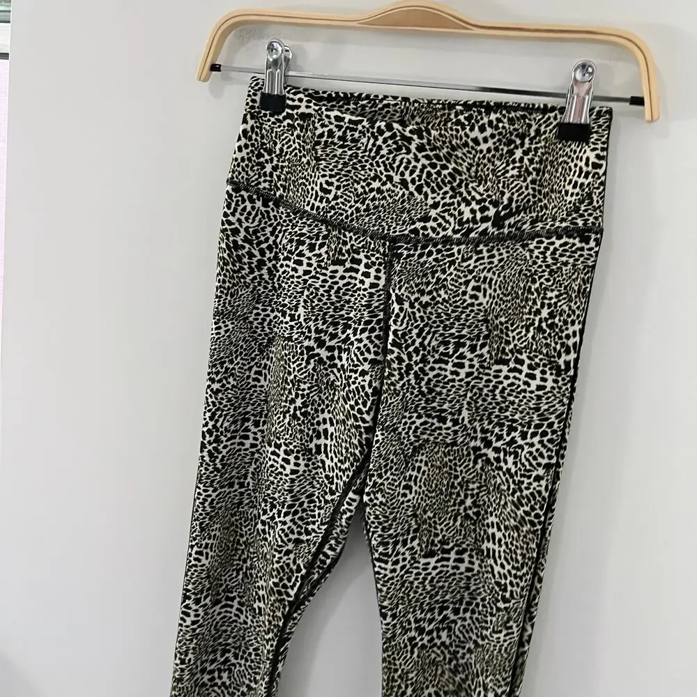 Nike Neon Yellow & Black Animal Print Leggings Size XS